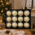 thumbnail image 1 of European Style Christmas Ball Ornaments, 8 cm Textured Baubles in Gift Box, Multicolor Xmas Hanging Decorations for Tree and Home - Cream, 1 of 7
