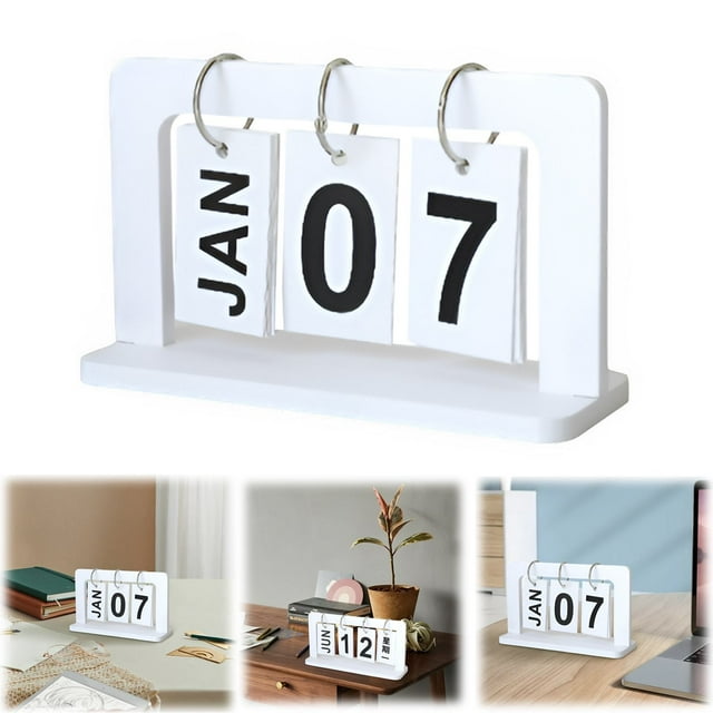 European Style Creative Pure White Wooden Calendar Ornaments Home Decor Living Room Foyer Dining Table Cabinet Photography