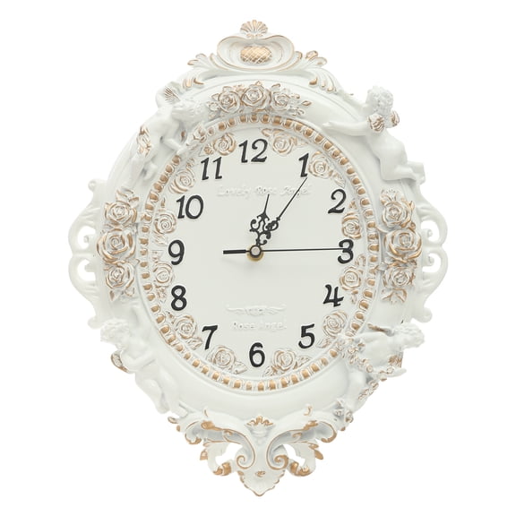European Style Ellipse Wall Clock Resin Wall Clock Impact Scratch Resistant Lower Noise Wall Clock for Decoration Wall-Mounted Design for Living Room Corridor Office Study Bedroom Hall Hotel
