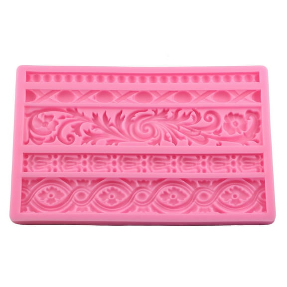 European Style Embossed Pearl Flower Rattan Border Lace Mold DIY Chocolate Cake Decoration Clay Moulds Silicone Material