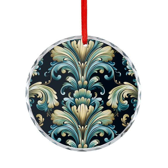 European Style Flower Crystal Glass Ornament Vintage Floral Foliage Baroque Round Glass Christmas Ornaments for Home Office Xmas Tree Decor