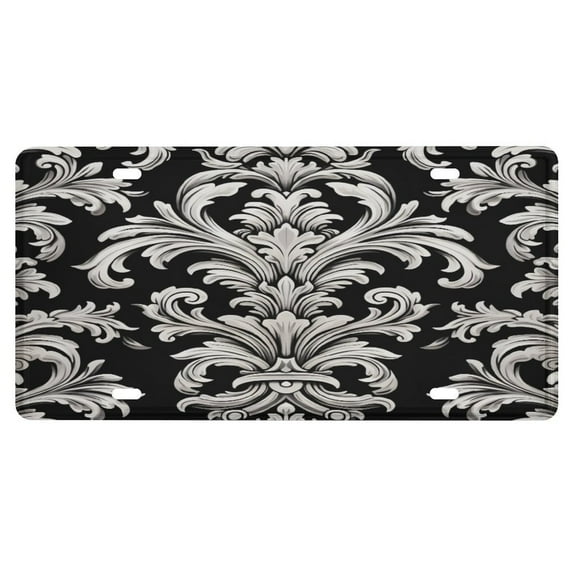European Style Flower License Plates Custom License Plate Floral Paisley Abstract Baroque Geometric Custom Car Accessories with 4 Holes Decorative Car Front 6x12 Inch for Women Men