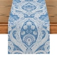 thumbnail image 1 of European Style Flower Pattern Table Flag Teal Elegant Table Runner Holiday Party Home Kitchen Classic Table Aesthetically Decor, 1 of 4