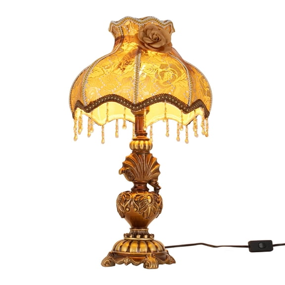 European Style Flower Table Lamp with Push-Button Switch and Elegant Design