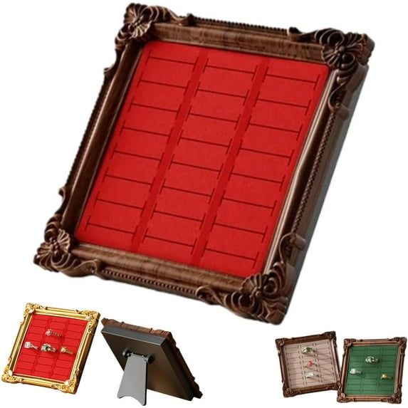 European Style Frame Tray,Vintage Jewelry Photo Frame Display Stand,Elegant Ring Holder Stand for Dressing Table Earrings Brooches Trinket Collectible Accessories