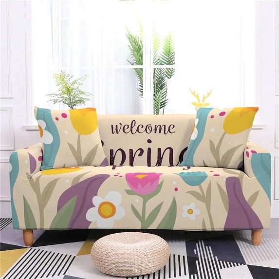 European Style Garden Floral Sofa Cover Elastic Comfortable Dustproof and Wrinkle Resistant Suitable for Multi-person Sofas