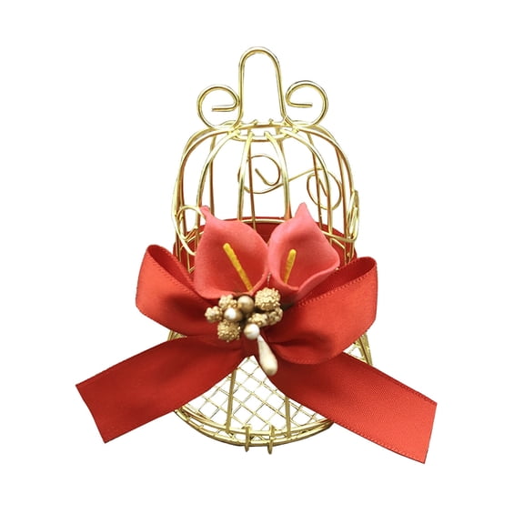 European Style Golden Birdcage Wedding Candy Box, Decorative Tin Favor Box for Parties, Vintage Metal Storage Container for Sweets Jewelry and Multiple Uses