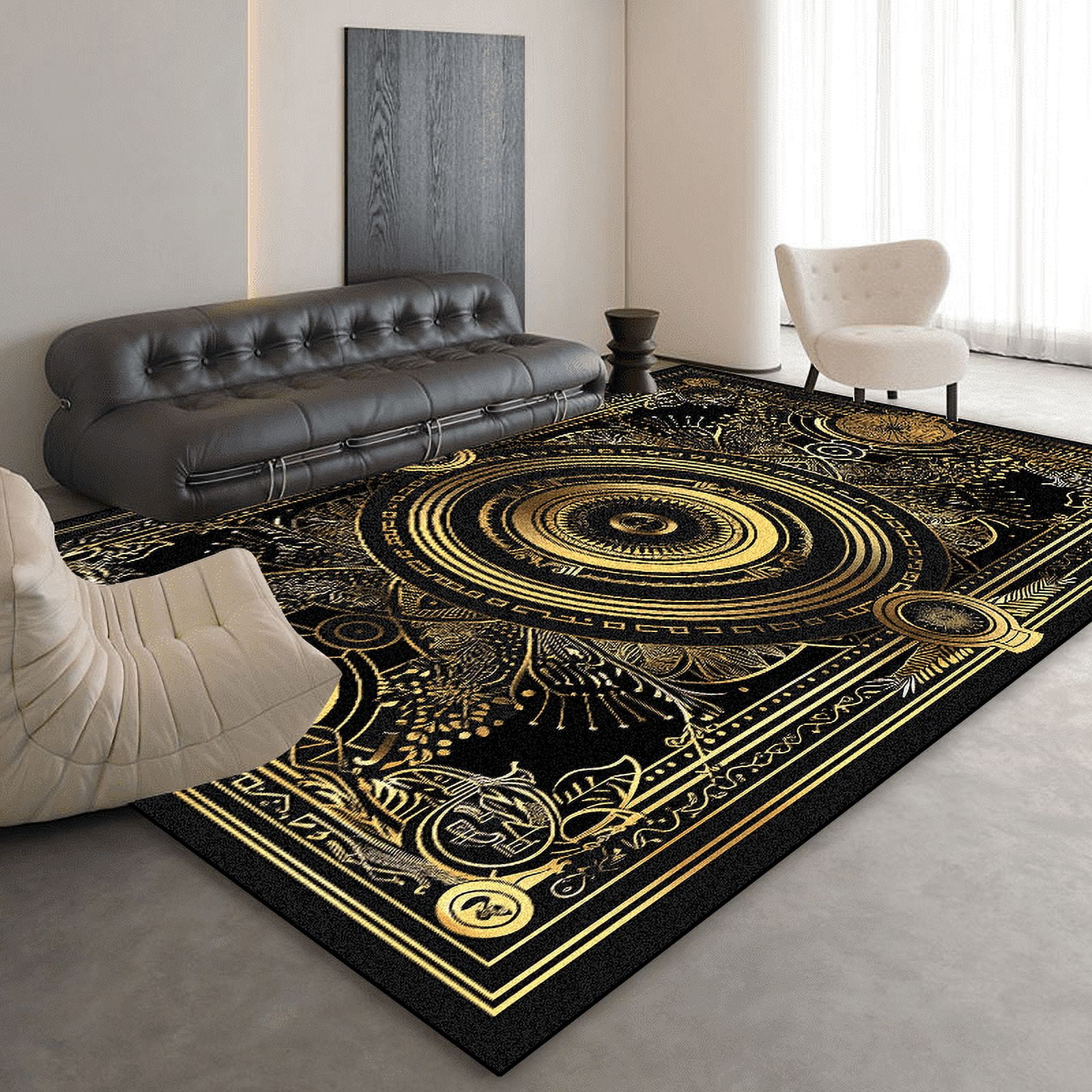European Style Home Luxury Carpets Living Room Black Golden Carpet Sofa ...