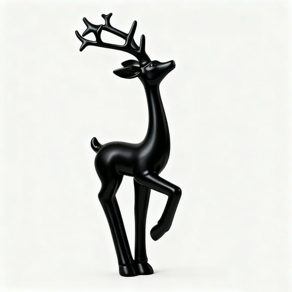European Style Imitation Metal Deer Statue Antique Entryway Porch Garden Indoor Decorative Weather Resistant Lifesize Home Accent Easy Display No Assembly Needed Classic