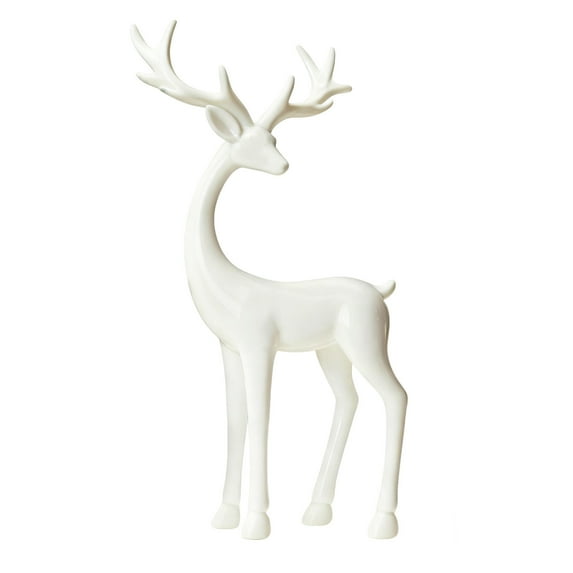 European Style Imitation Metal Deer Statue Antique Entryway Porch Garden Indoor Decorative Weather Resistant Lifesize Home Accent Easy Display No Assembly Needed Classic