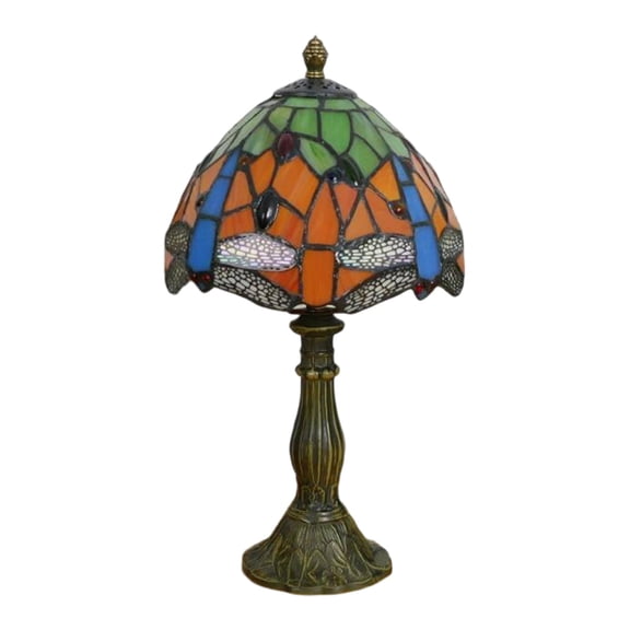 European Style Lamp Stained Glass Table Lamp 8 x 14.5 Mini Accent Light Design Small Decorative Bedside Reading Memory Lamp