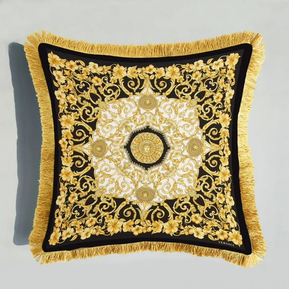 European-Style Luxurious Tassel Holland Velvet Sofa Square Pillow High-End Thickened Living Room Bedroom Decoration Cushion Removable and Washable Embroidery Square Pillow