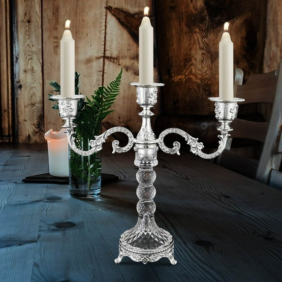 European Style Metal Candle Holder Vintage Romantic Table Centerpiece Electroplated Decorative Display Wedding Dinner Prop for Home Party Event Floral Arrangement Accent 1 Piece