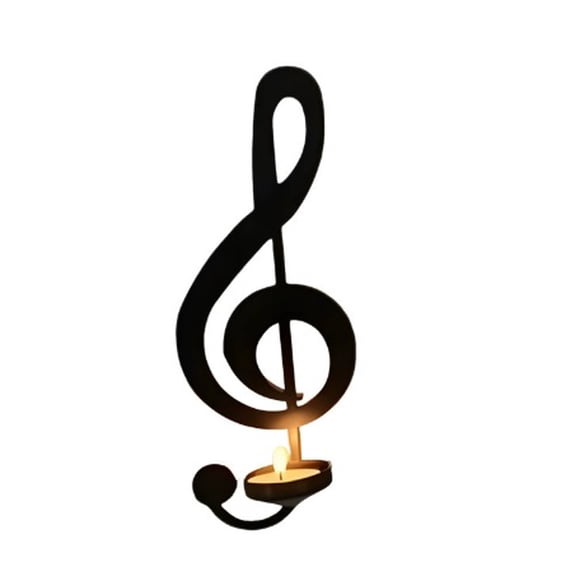 European-Style Musical Note Wall Hanging Candlestick - Wrought Iron Candle Holder for Home Decor
