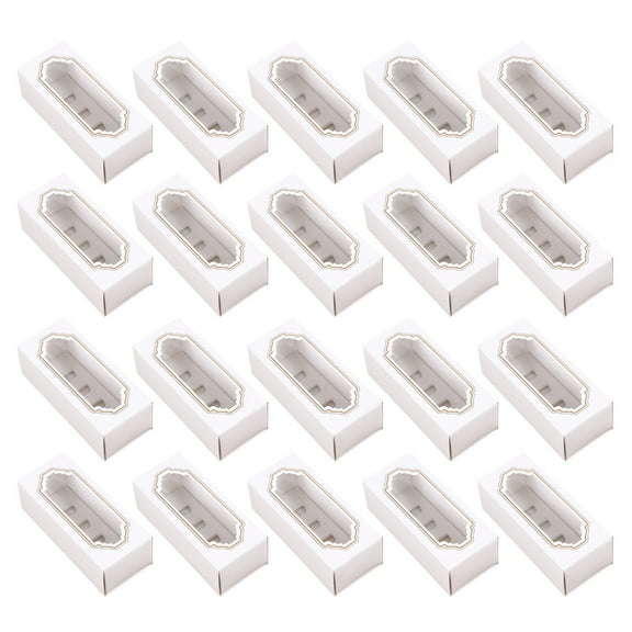 NIAIZEK 20Pcs White Paper Macaron Box with Window Decorative Food Grade Containers for Storage