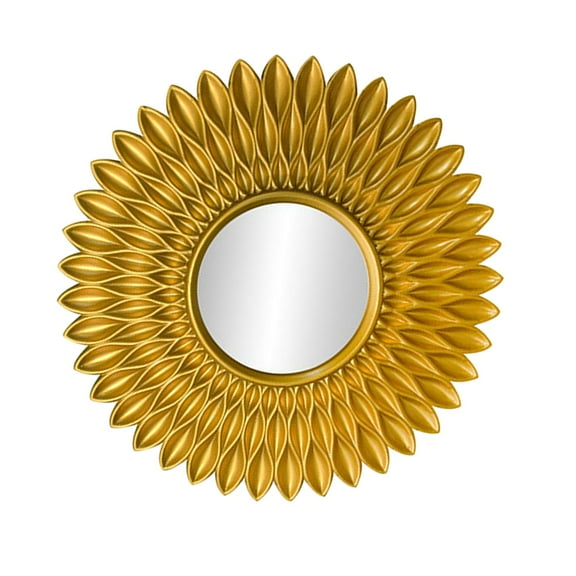 European Style Ornate Round Hanging Bathroom Bedroom Entryways Vanity Wall Mounted Arts Mirrors - Shaped Flower Shaped Gold