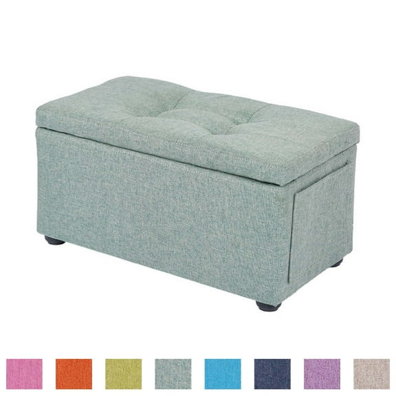 European Style Ottoman Storage Box With Lid Footstool Seat Sofa Stool For Hoom-light green-46x25x25cm(18x10x10inch)