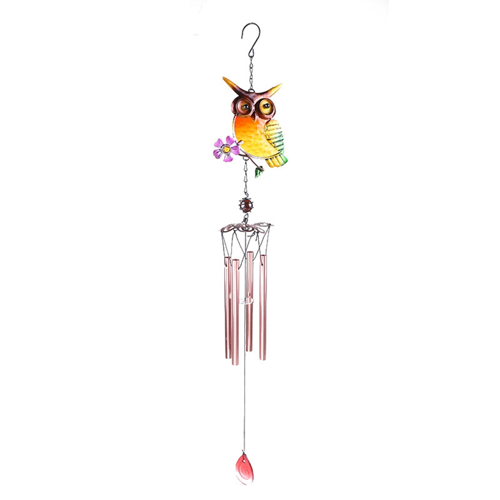 European Style Owl Wind Chime Metal Pendant Inventive Glass Painted