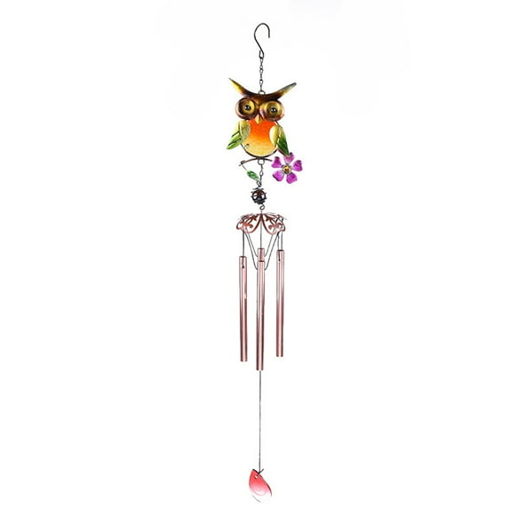European Style Owl Wind Chime Metal Pendant Inventive Glass Painted Outdoor Garden Balcony Pendant