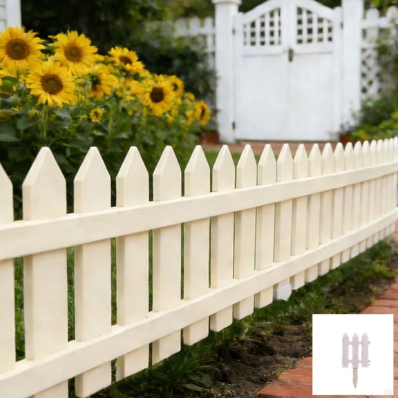 European Style Plastic Garden Fence for Flower Beds and Lawn Borders, Portable Interlocking Decorative Fencing with Ground Studs for Easy Assembly and Multi-Purpose Outdoor Use