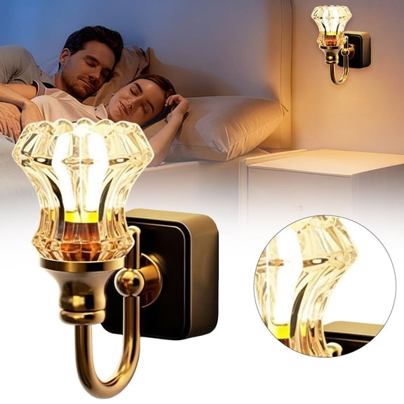 European Style Plug-In Night Light – Souew Retro LED Wall Lamp with Soft Compact Design, Ideal for Bathroom, Hallway & Dressing Table, Cozy Decorative Lighting