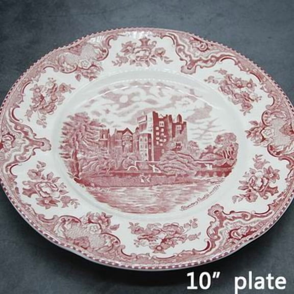 European Style The Old Britain Castles Pink Dinner Set Dinner Ceramic Breakfast Plates Steak Plate Noodles Plate Dish Soup Bowl