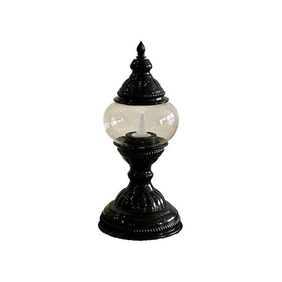 European-Style Vintage Electronic Candle Night Light, Personalized Romantic-Style Ambiance Lantern, for Holiday Decorative Table LED Lamp (Black)