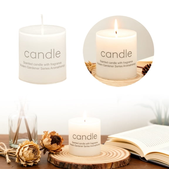 European Style White Cylindrical Scented Candle for Home and Aromatherapy Long-Lasting Wax Scented Glow, 5 cm, White1