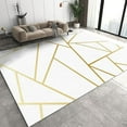 thumbnail image 1 of European Style White Gold Marble Texture Area Rug, Modern Light Luxury Indoor Non-Slip Kids Rugs, Machine Washable Breathable Durable Carpet For Front Entrance Floor Decor 5x8ft, 1 of 6