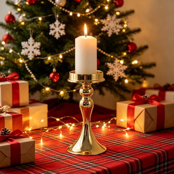 European-Style Wrought Iron Candlestick Spun and Gold-Electroplated Wedding Decor Western-Style Dining Table Candlelit Dinner Centerpiece