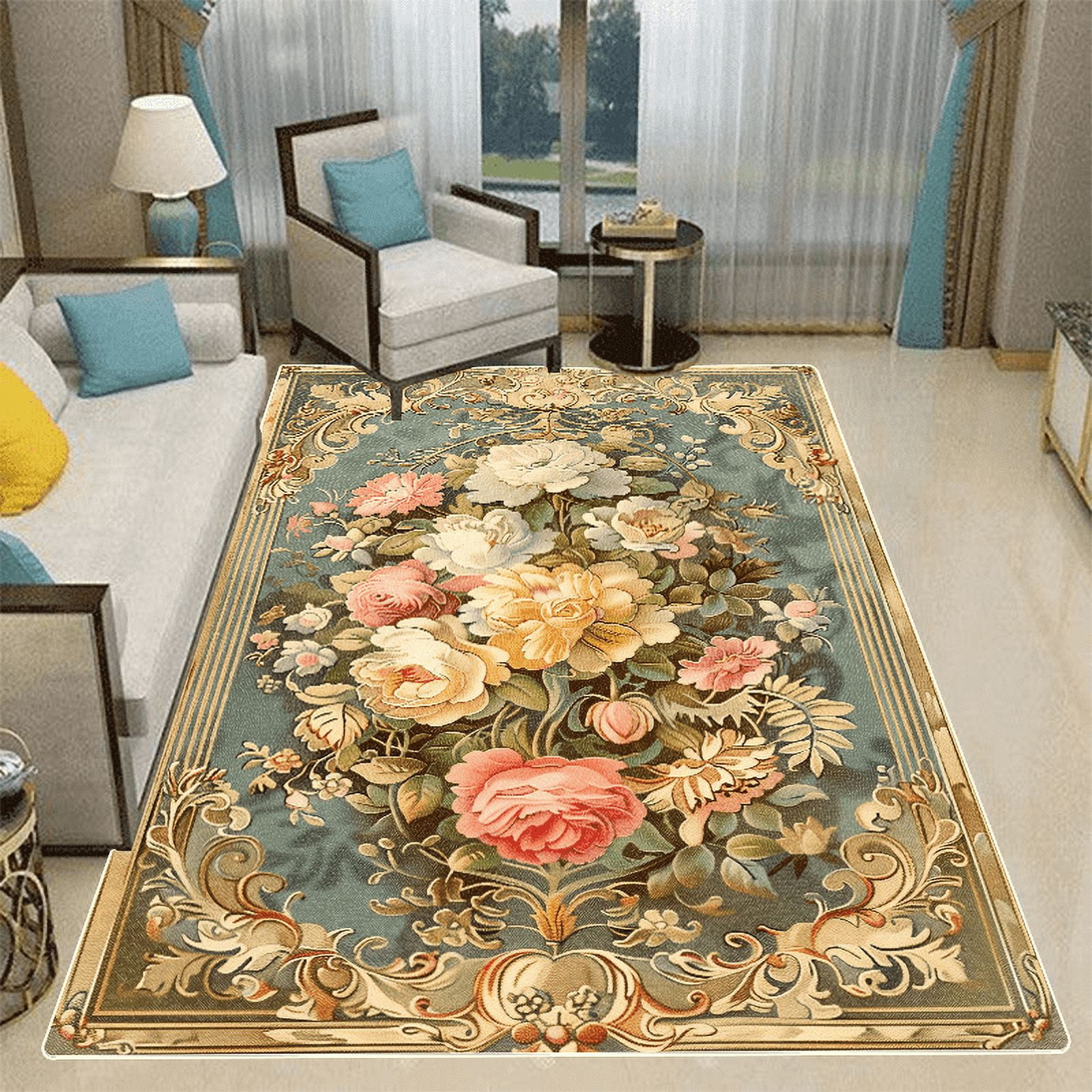 European Style ration Flower Carpets Living Room Light Luxury Carpet ...
