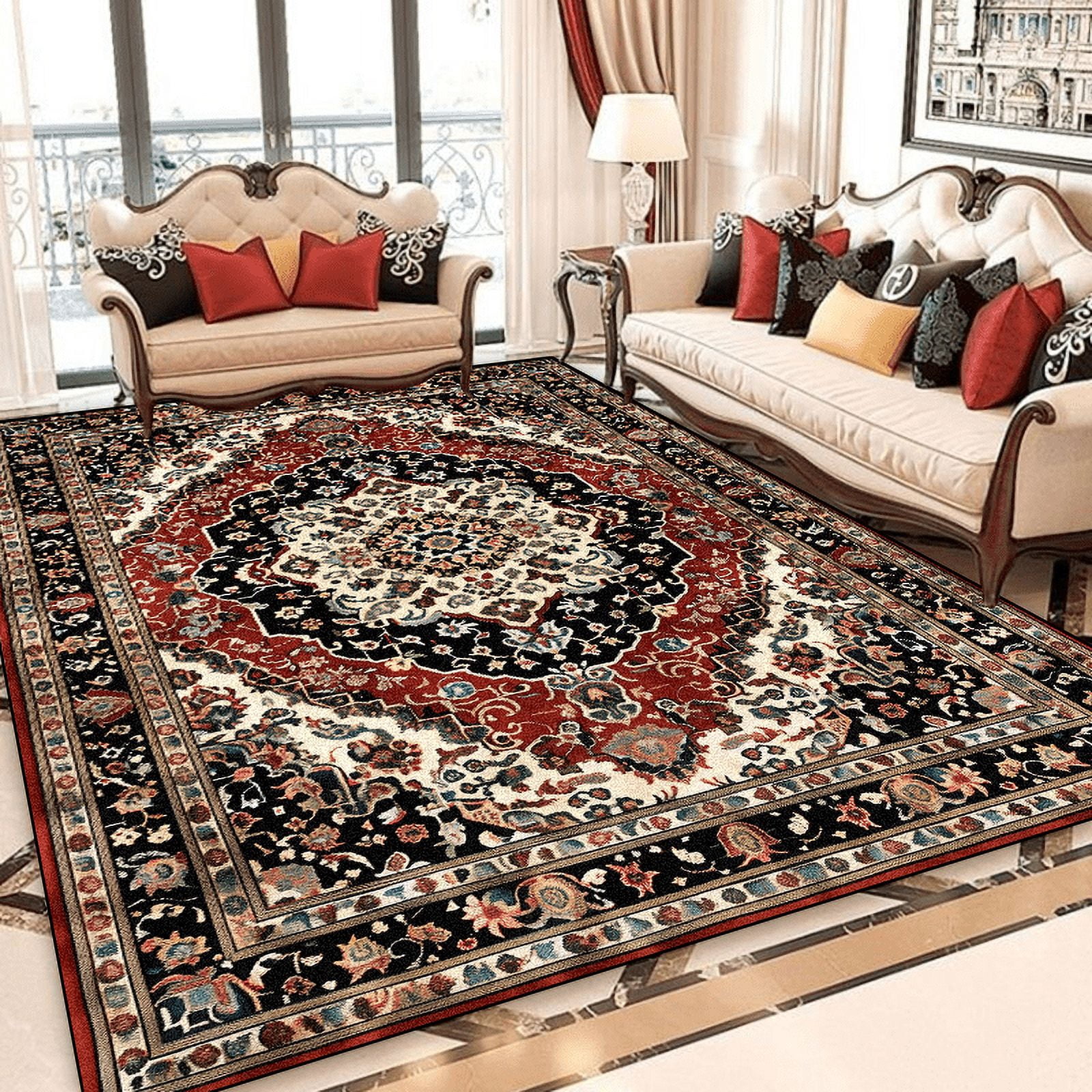 European Style ration Home Carpet Living Room Retro Persian Rugs Sofa ...