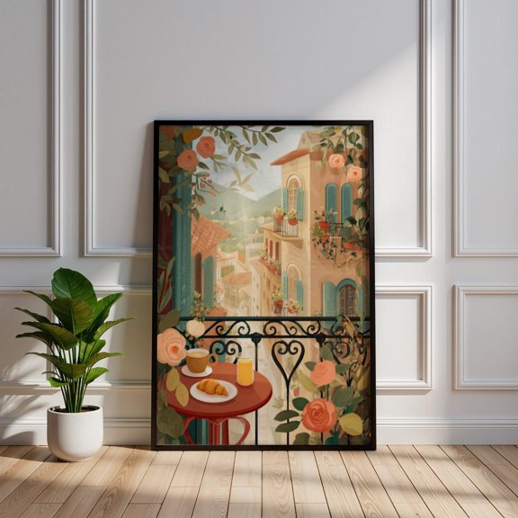 European Summer Balcony Italian Morning Poster Unframed Paper Print