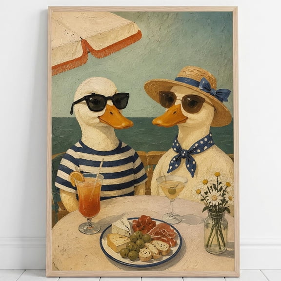 European Summer Ducks Print, Unframed Paper Poster 24x36in