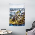 thumbnail image 1 of European Tapestry, Aerial View of Riga City European Cultural Urban Print Horizon with Old Tower, Wall Hanging for Bedroom Living Room Dorm Decor, 40W X 60L Inches, Multicolor, by Ambesonne, 1 of 5