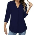 thumbnail image 1 of European Textured Chiffon Shirt 2025 Spring Layered Ruffle Blouse for Office Wear, Business Casual Tops with Button Detail & Roll-Up Sleeves (, Blue 1 New European And American Temperament Chiffon, 1 of 8