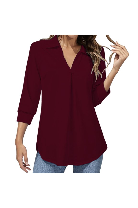 European Textured Chiffon Shirt 2025 Spring Layered Ruffle Blouse for Office Wear, Business Casual Tops with Button Detail & Roll-Up Sleeves (, Red New European And American Temperament Chiffon