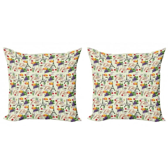 Ambesonne Colorful Throw Pillow Cover 2 Pack, French Wine Macarons, 18", Multicolor
