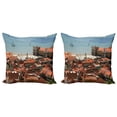 thumbnail image 1 of Ambesonne Colorful Throw Pillow Cover 2 Pack, Nostalgic Lisbon City, 16", Multicolor, 1 of 6