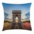 thumbnail image 1 of European Throw Pillow Cushion Cover, Paris Famous Champs Elysees Avenue Historical Monument French Culture Panorama, Decorative Square Accent Pillow Case, 16 X 16 Inches, Multicolor, by Ambesonne, 1 of 2