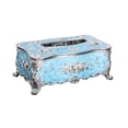 thumbnail image 1 of European Tissue Box, Napkin Dispenser With Floral Design, For Living Room Dining Table Ktv - Light Blue Rectangular Tissue Holder With Decorative Pattern, For Home, 1 of 6