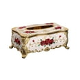 thumbnail image 1 of European Tissue Box, Napkin Dispenser With Floral Design, Gold Accents And Sturdy Base - For Living Room, Dining Table, Ktv, Home Decor, Yellow, 1 of 6