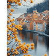 thumbnail image 1 of European Town River Landscape Canvas Print/Wall Art， Perfect for Living Room， Bedroom， Office， Dining Room， and Kitchen Decoration., 1 of 8