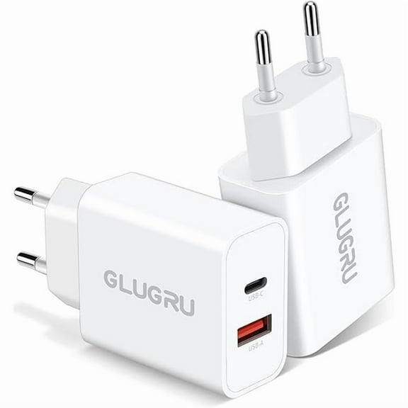 European Travel Plug Adapter, 2-Pack 20W Dual Port USB C Wall Charger Type C Fast Charging Block International Power Adapter US to Europe EU for iPhone 16 15 14 13 12 11 Pro Max, iPad, Samsung