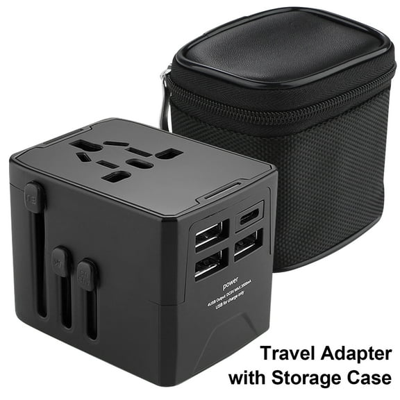 European Travel Plug Adapter,AILKIN International Universal Travel Adapter Charging Block with Type C for Android for US to Europe EU Spain Italy France,Black