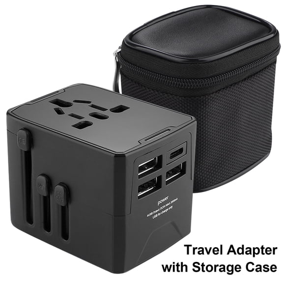 European Travel Plug Adapter,AILKIN International Universal Travel Adapter Charging Block with Type C for Android for US to Europe EU Spain Italy France,Black