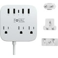 thumbnail image 1 of European Travel Plug Adapter, EU UK US Power Strip with USB C and 4 USB Ports, 3 AC Outlets, Wall Mountable, 5ft Extension Cord, Compact for Travel, Cruise Ship, Home Office (White), 1 of 4