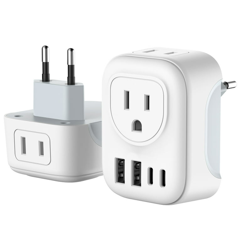 European Travel Plug Adapter, Meromore Travel Adapter with Type C, White 