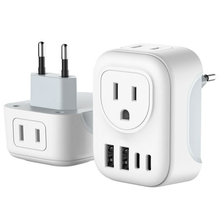 European Travel Plug Adapter, Meromore International Plug Adapter with 2 AC Outlets 4 USB Ports(2 USB C), Type C Plug Adapter Travel Essentials for US to Most Europe France Germany Italy Spain price history and forecast - Meromore Universal Travel Adapter