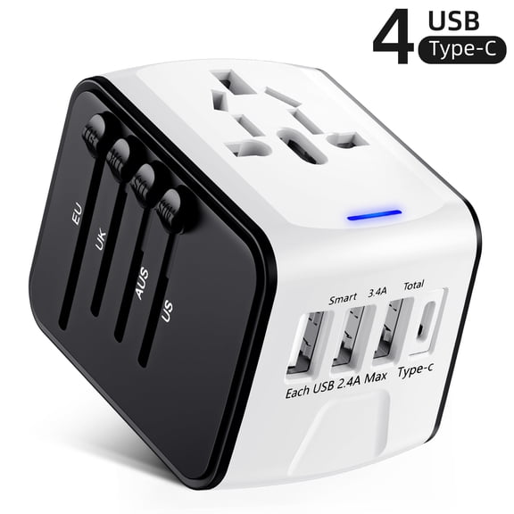 European Travel Plug Adapter, Meromore Travel Adapter with Type C, White